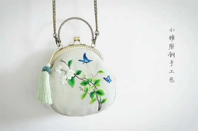 Angelatracy ограниченное Количество сумка Для женщин сумка ручной работы из шелка с цветочной вышивкой Сумочка птица лотоса мини Дамская сумочка с кисточкой