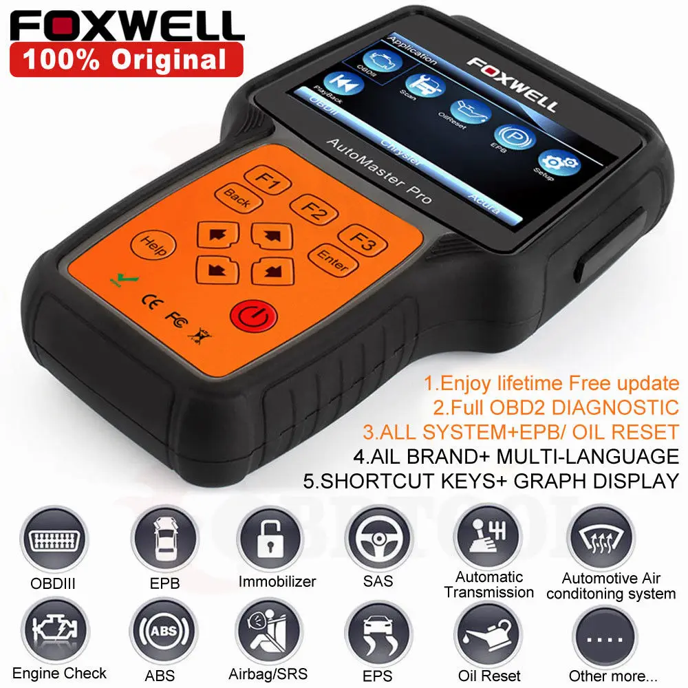 FOXWELL OBD 2 автомобиля сканирования автомобильной NT624 PRO авто OBD2 ABS подушка