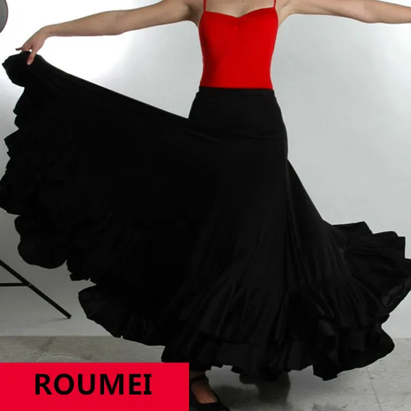 Профессиональные длинные фламенко юбки для женщин Дамы Красный Черный танцевальный костюм для фламенко платье для испанского фламенко