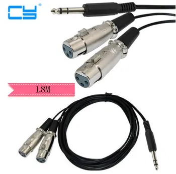 

1/4" 6.35mm Stereo Plug To 3 Pin XLR Female*2 Microphone Mic Audio Cable 1.8m