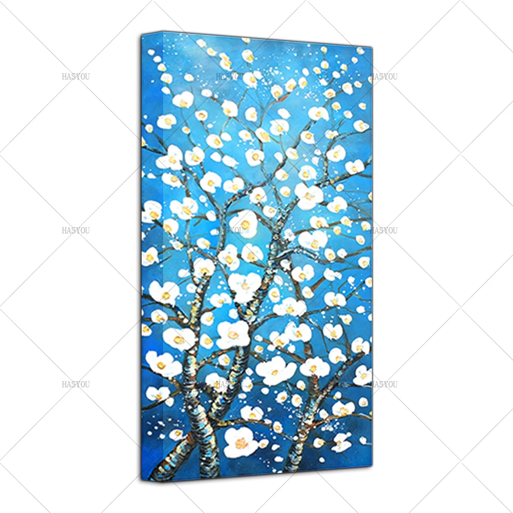 Modern-Blue-Art-Almond-Blossoms-Oil-Painting-on-Canvas-Hand-Painted-Tree-Wall-Mural-Picture-Decoration (3)