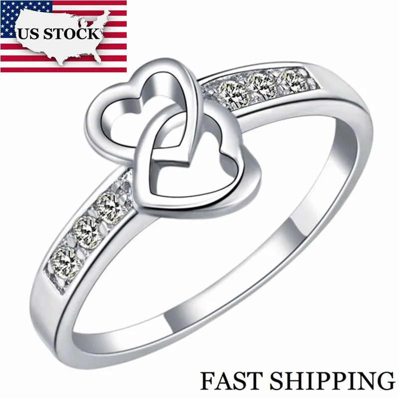 

US STOCK Uloveido 30% Off Heart Rings for Women Bijoux Engagement Ring Girls Ringen Crystal Jewelry Aneis Feminino Anelli J328