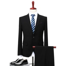 2018 New Men's Formal Suits 2 Pieces Sets, Black and Gray with Blue To Choose,large Size S-5XL