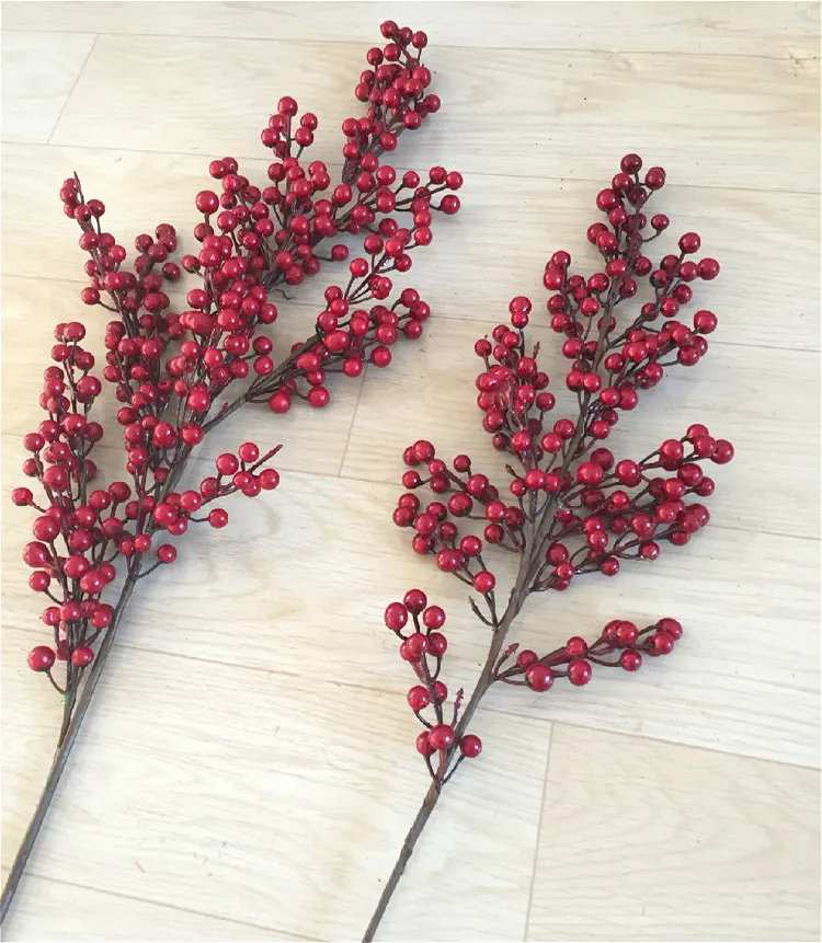 Горячая Распродажа рождественское искусственное украшение в виде ветки дерева пена красная ягода ветка для украшения дома