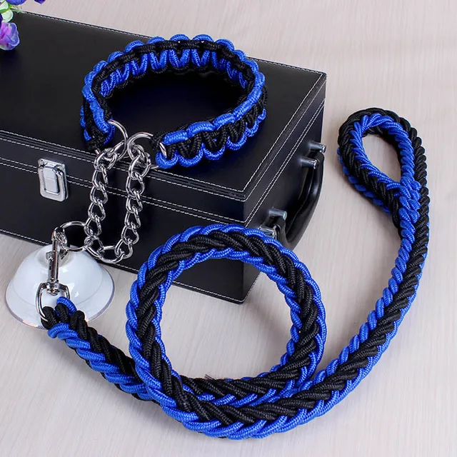 Adjustable Dog Collar Leash Nylon Pet Leash Rope for Large Dogs Soft