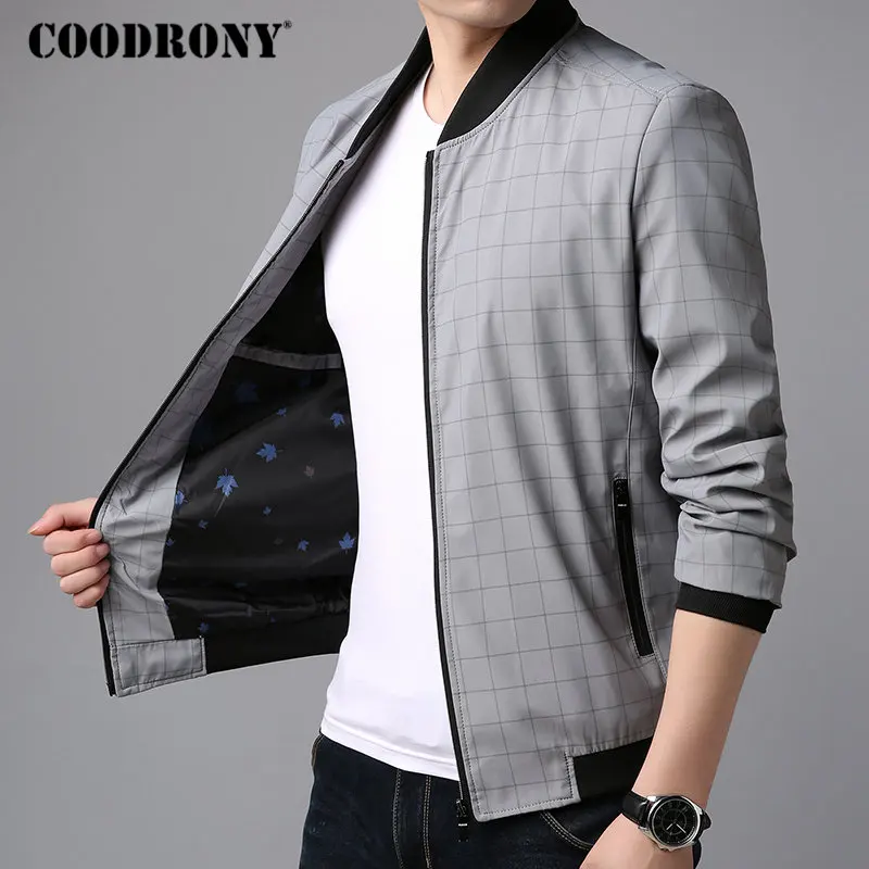 Куртка бомбер COODRONY с воротником стойкой мужская повседневная Уличная одежда в