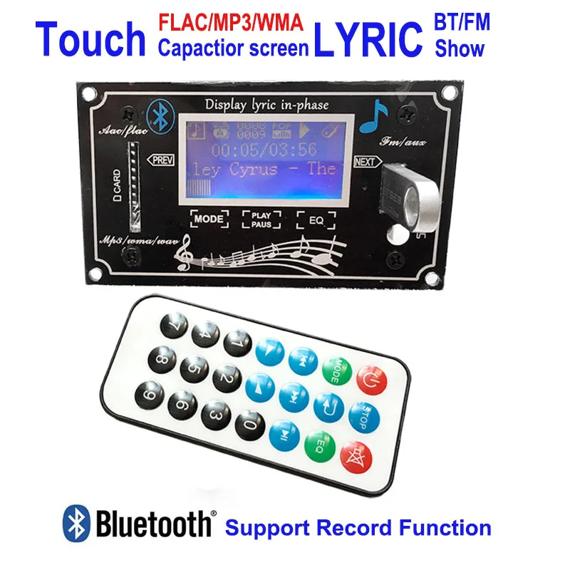 

DC7V-12V Sound Spectrum MP3 Player FLAC WMA WAV decoder board FM Radio Nondestructive Bluetooth Touch Senstive Audio Receiver