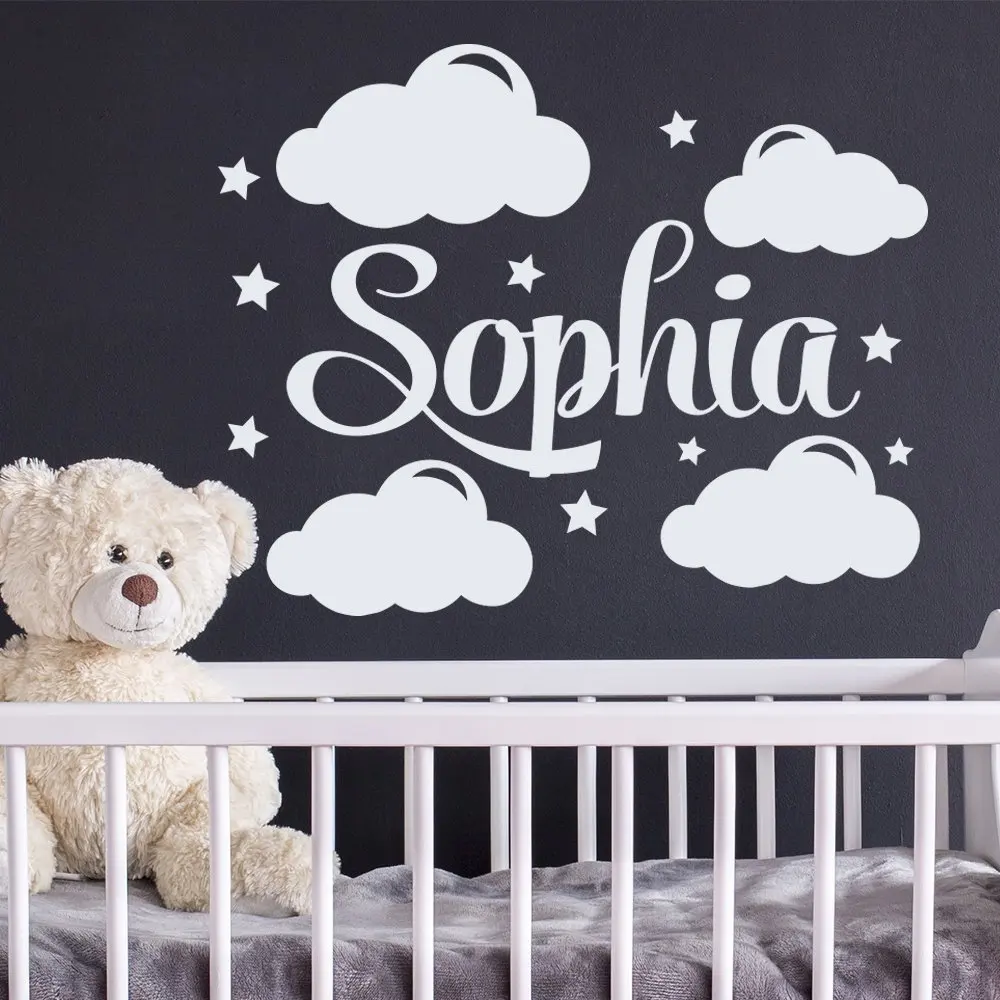 

Cloud Stars Girls Boys Room Decorative Vinyl Wall Decal Stickers Custom Name Wall Sticker for Kids Rooms Name Decals Mural A53