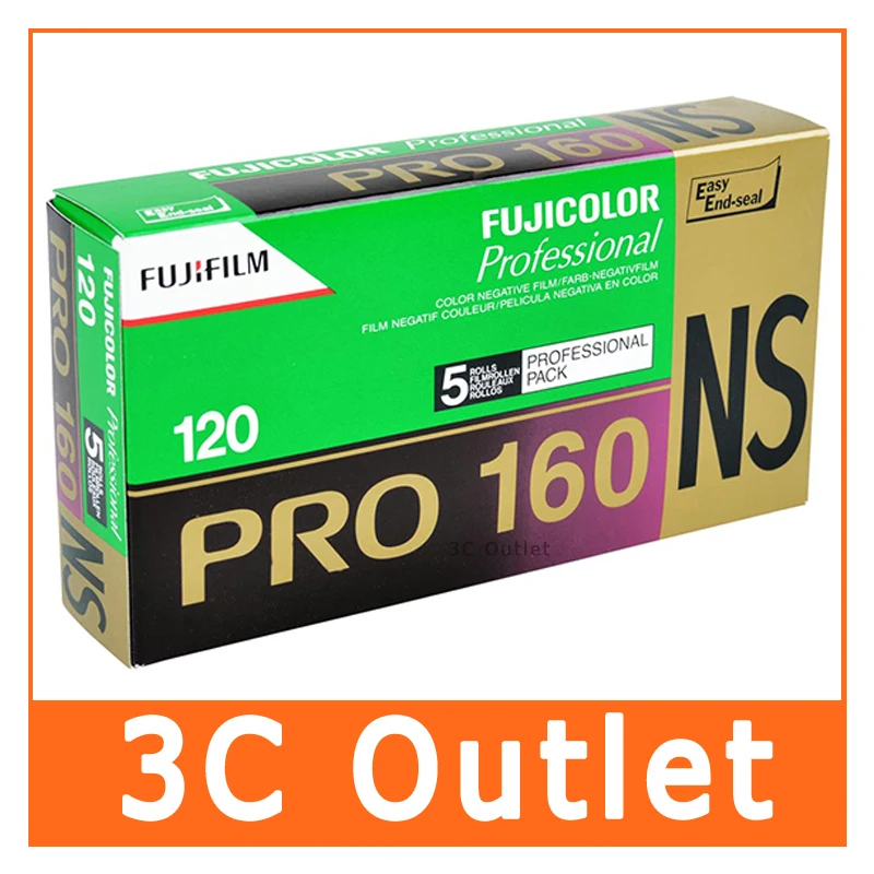 Fujifilm Fujicolor PRO 160NS 120 Colour Negative Roll Film, 5 Rolls/Packroll film120 roll