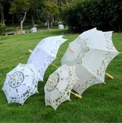 Размер L кружева ручное открытие Свадебный зонт зонтик для невесты зонтик аксессуары для свадьбы свадебный душ зонтик