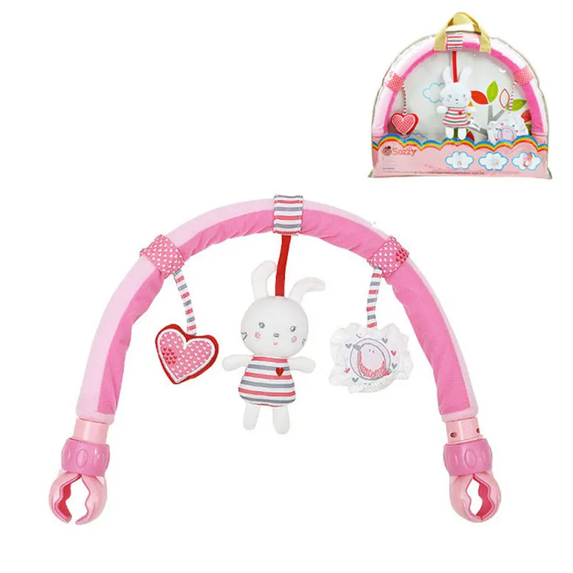 90 cm Baby Pram Crib Activity Arch Plush Rabbit Toy Stroller Clip Music