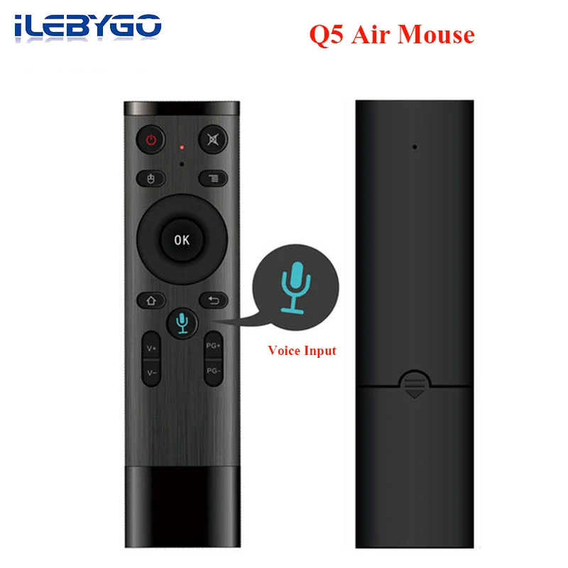 Ilebygo Q5 мини-клавиатура Bluetooth голос дистанционного Управление для Smart ТВ Android Box IP ТВ Беспроводной 2,4 г Air Мышь с USB приемник