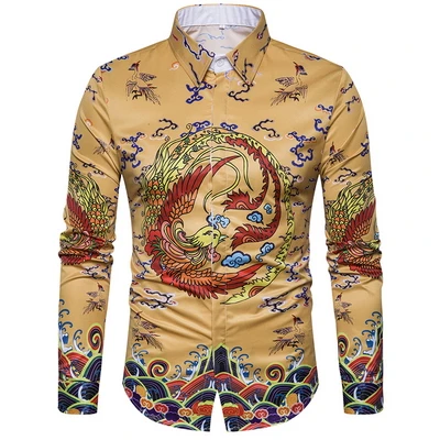 3D Dragon Print Shirt Men 2018 Fashion Chinese Emperor Style Mens Dress ...