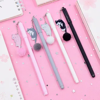 

36pcs Creative Stationery Student Pen Hairball Cats Gel Pen 0.5mmFull Needle Black Ink Pen School Supplies Office Supplies 0.5mm