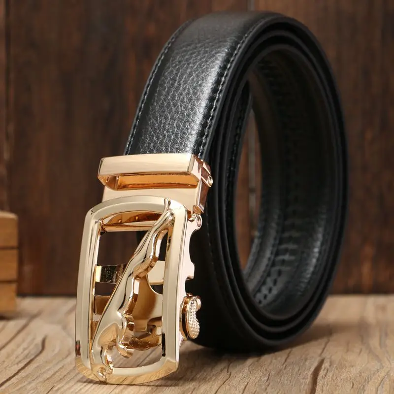 

fashion designer Jaguar model automatic buckle belts for women vintage luxury men genuine leather belt gold cowboy jeans 2019