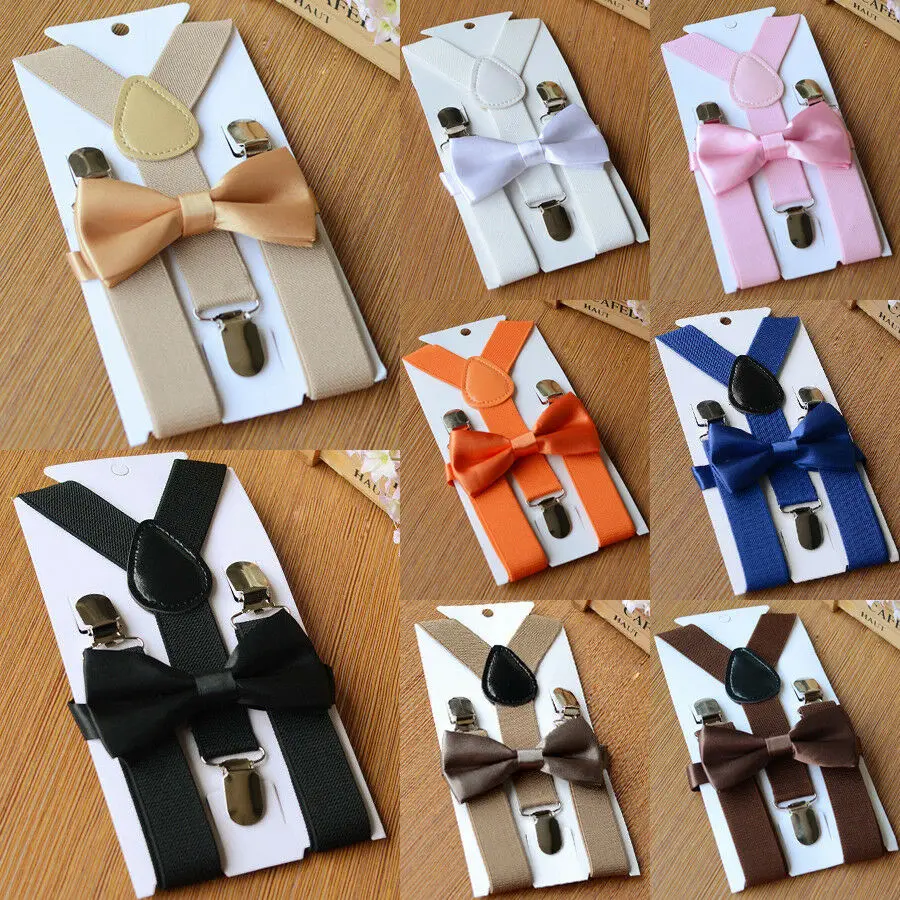 

Suspenders Bow Tie Adjustable Braces Elastic Y-back For Baby Girl Boy Child