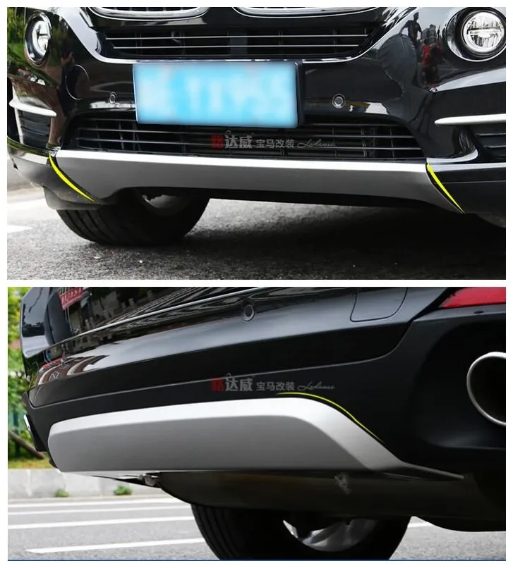 

Car Styling 2pcs Front + Rear Bumper Guard Protector Skid Plate Cover Board For BMW X5 F15 2014 2015 2016