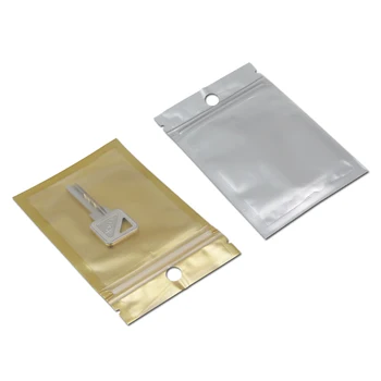 

DHL 7.5cm*12cm Golden / Clear Self Seal Party Zipper Plastic Retail Packing Pack Bag, Zip Lock Bag Retail Package With Hang Hole