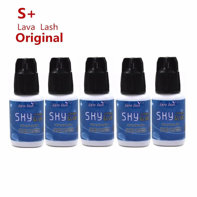 

Free shipping 5 bottles sky glue S+ type 5ml fastest strongest glue for eyelash extensions black cap