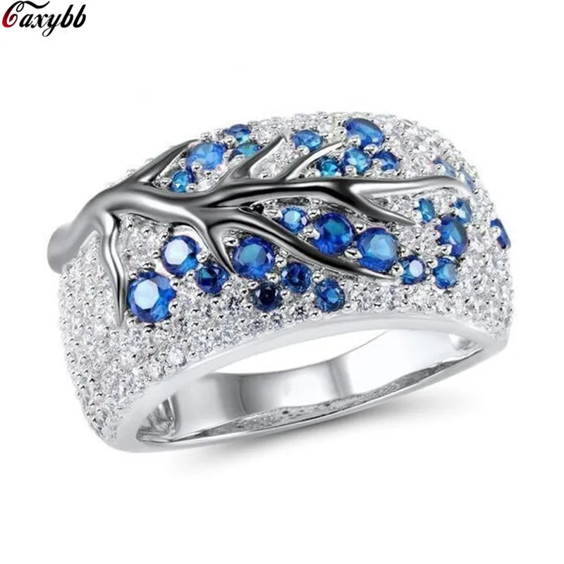 

Fashion Silver Plated Tree Branch Rings For Women Creative Full Zircon Rhinestone Wedding Rings Party Jewelry