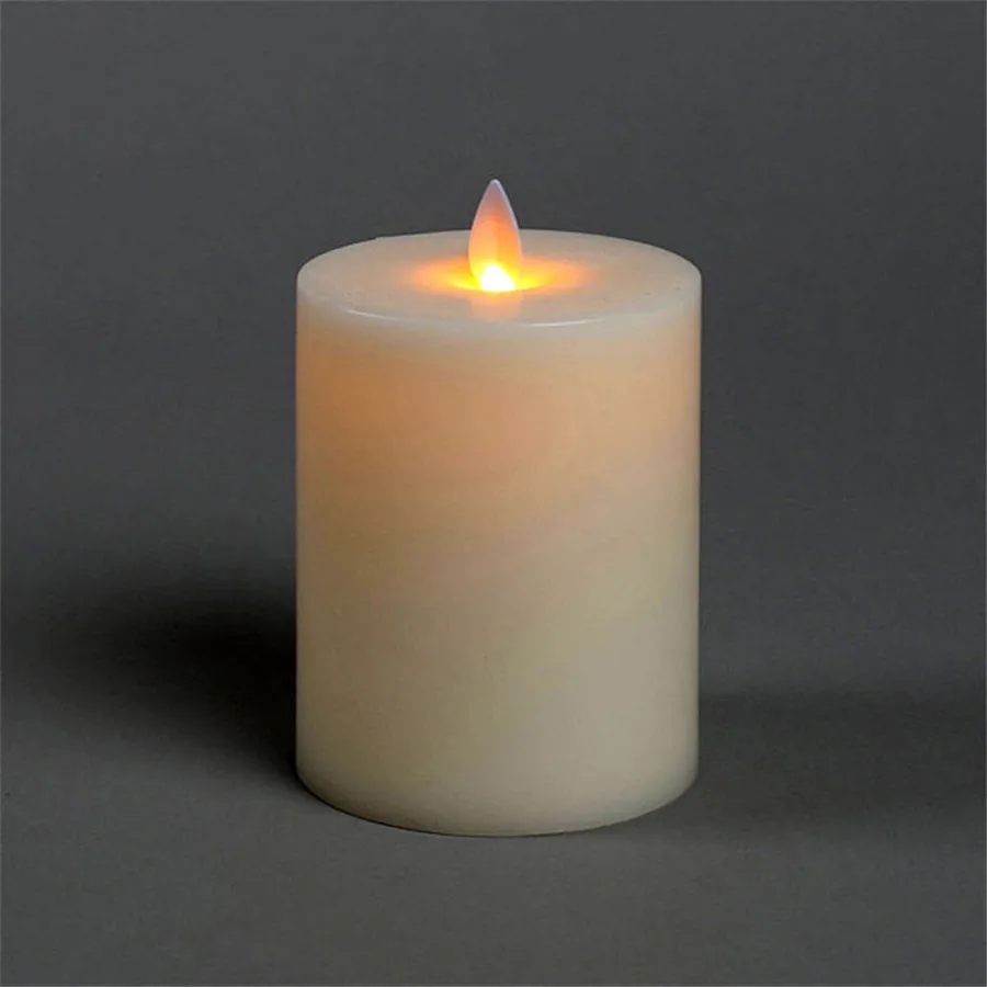 Classic Vanilla Scented Flameless Wax Candle with Dancing Flame Ivory