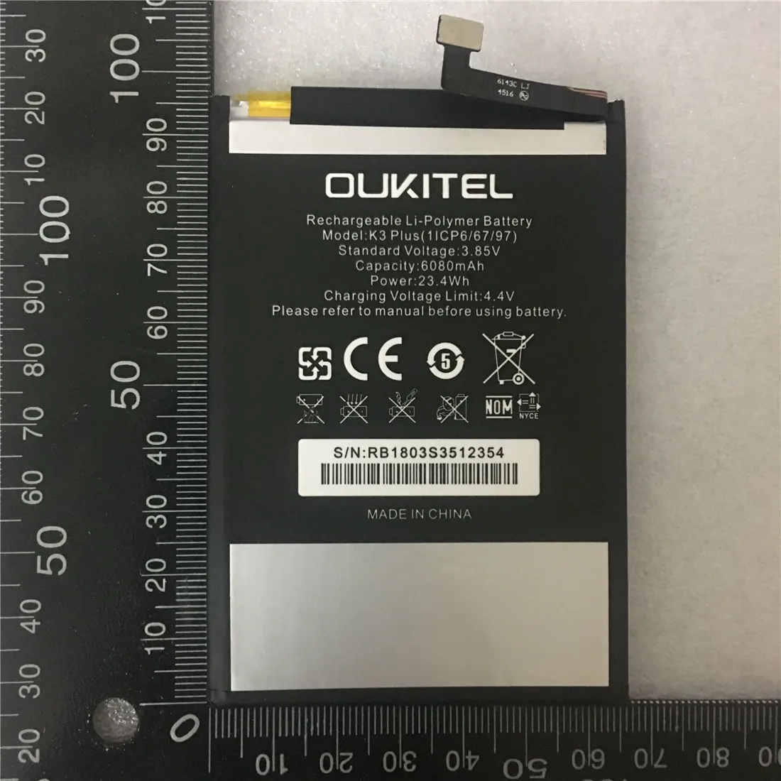 Мобильный телефон аккумулятор real OUKITEL K3 PLUS батарея 6080 мАч длительное время