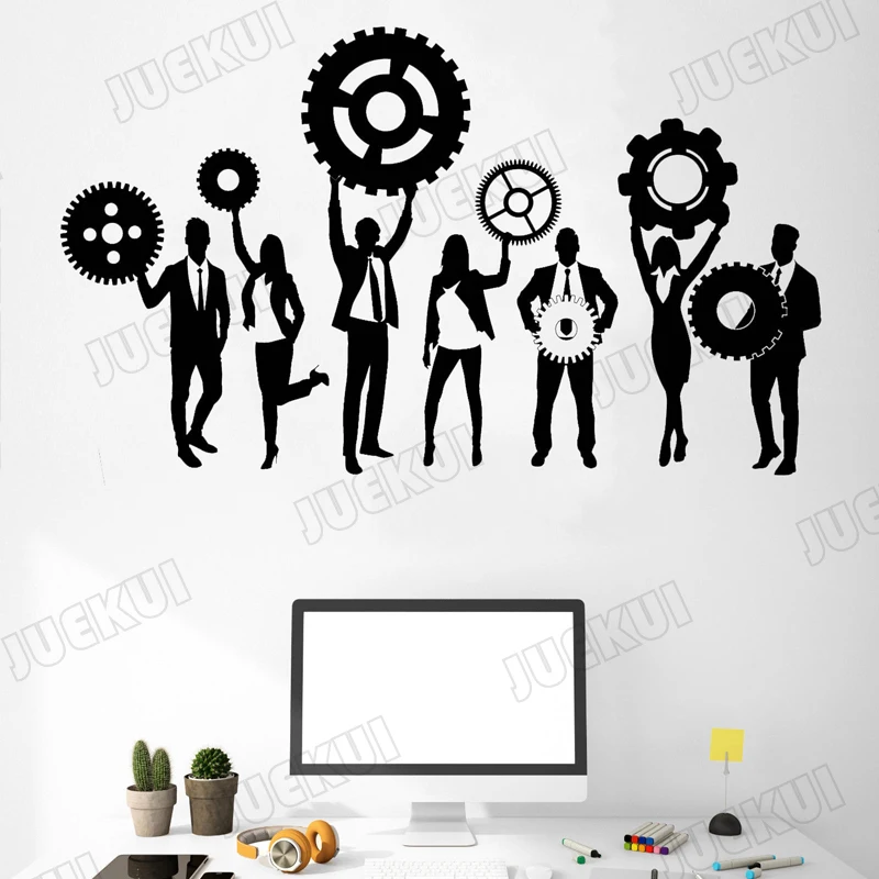 Teamwork With Gear Wallpaper Removable Stickers for Company Living Room Home Background Art Decoration Vinyl Poster L758 | Дом и сад