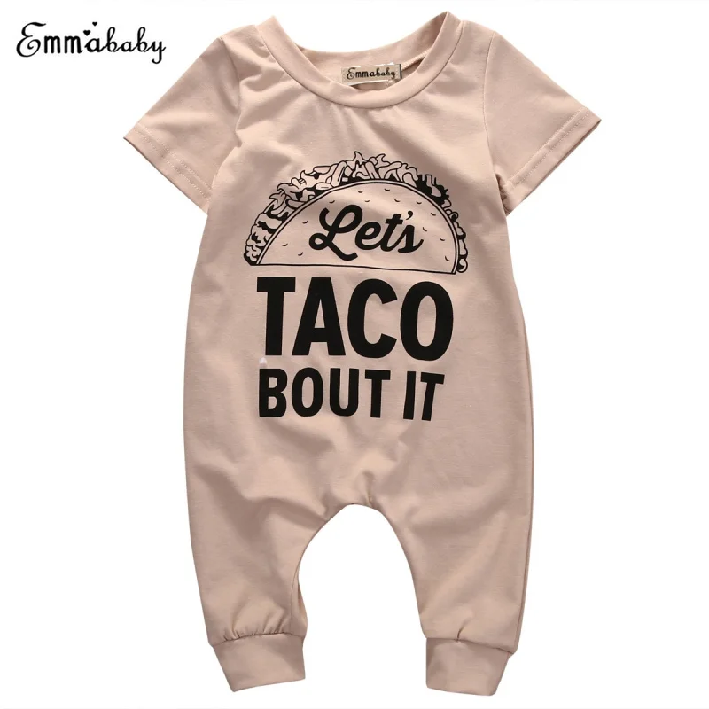 

2017 Taco Printed Rompers Cotton Newborn Infant Baby Boy Clothes Girls Short Sleeve Romper Jumpsuit Clothes Outfits