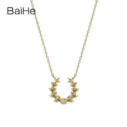 BAIHE Solid 18 К желтого золота (AU750) Certified F-G/SI-SI3 0.006ct 100% из натуральной алмаз модные ювелирные изделия подарок ожерелья для мужчин