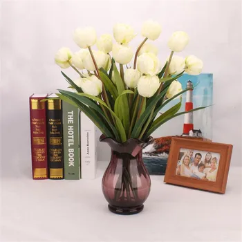 

Fake mini Tulip Bunch (3 stems/piece) Simulation Tulips Flower for Wedding Home Showcase Decorative Artificial Flowers