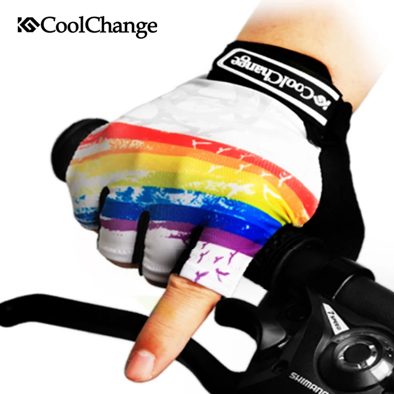 CoolChange قفازات ركوب الدراجات نصف إصبع رجل المرأة الصيف دراجة الرياضة قفازات تنفس النايلون MTB الدراجة قفازات Guantes Ciclismo