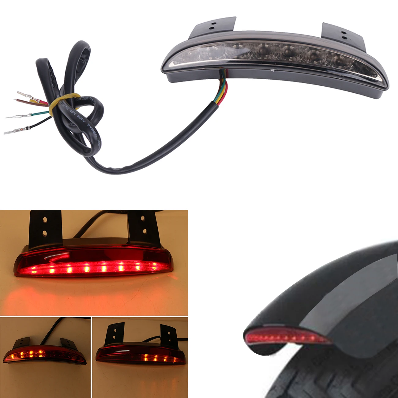 Smoke Chopped Fender Edge LED Tail Light Turn Signals For Harley
