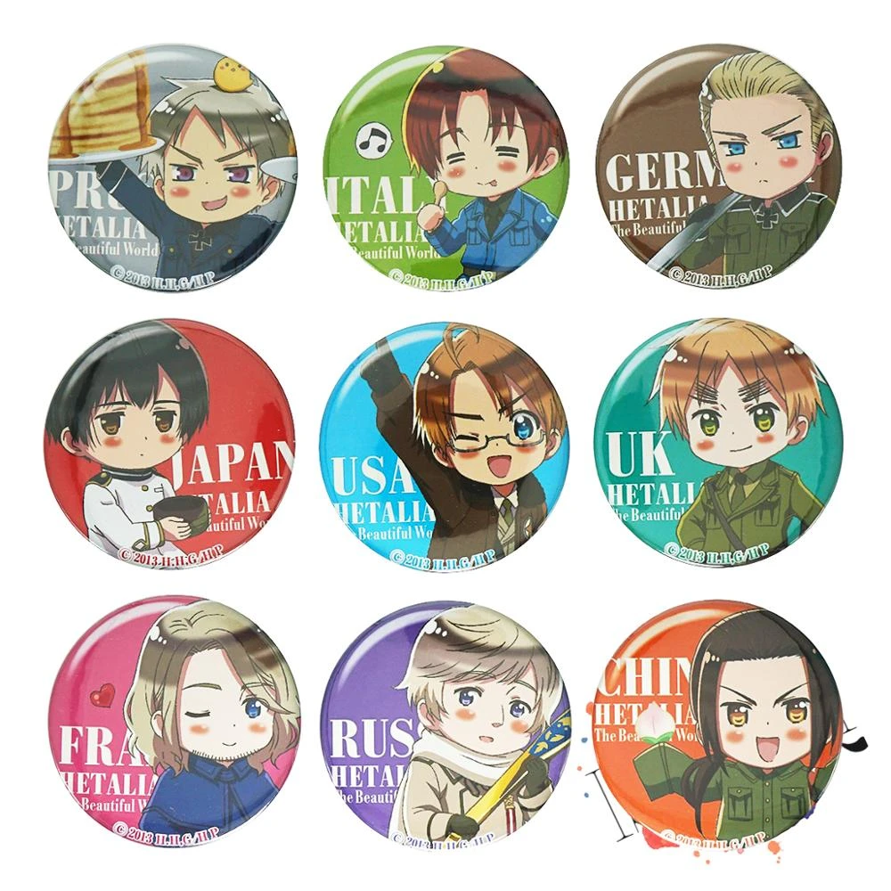Axis Power Hetalia Anime Badge The World Twinkle Italy France Russia Usa Uk Spain Prussia Badge Brooch Pins Brooches Aliexpress