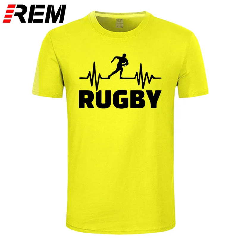 Heartbeat Of Rugbying, футболки для мужчин, летняя мода, короткий рукав, футболка, хлопок, Забавный принт, топы, спортивные мужские футболки