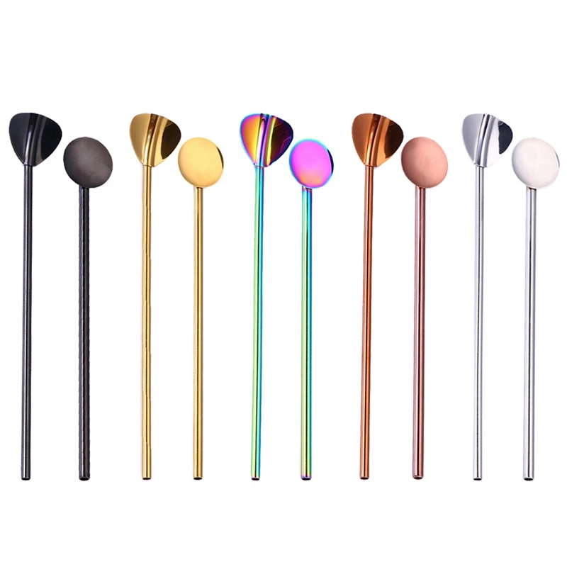 

Practical Creative Stainless Steel Drinking Straw Spoon Cocktail Milk Coffee Juice Stirring Party Bar Wedding Drop shipping