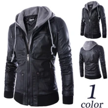 Мужская тонкая куртка с капюшоном из искусственной кожи в байкерском стиле; толстая теплая куртка