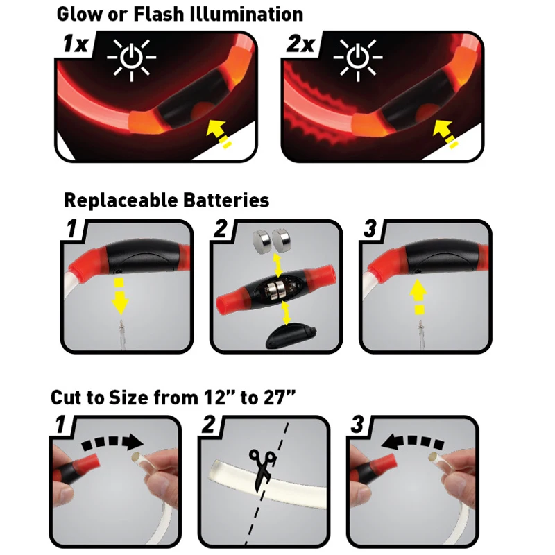 Светодиодный светящийся ошейник для домашних животных, кошек, собак, ночной Безопасный светодиодный ошейник для собак