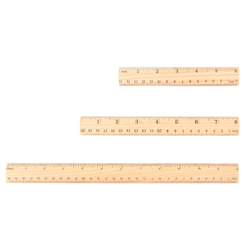 

15cm 20cm 30cm Wooden Ruler Double Sided Student School Office Measuring Tool Nov-26A