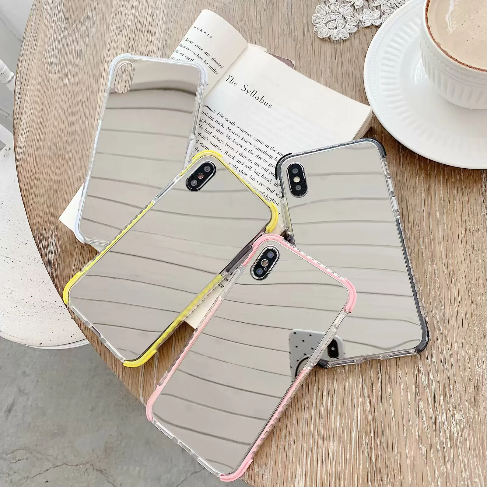 

Fashion Simple Makeup Mirror Phone Cover Case For Iphone X Xs Max Xr 10 8 7 6 6s Plus Luxury Hard Cases Soft Edge Coque Fundas