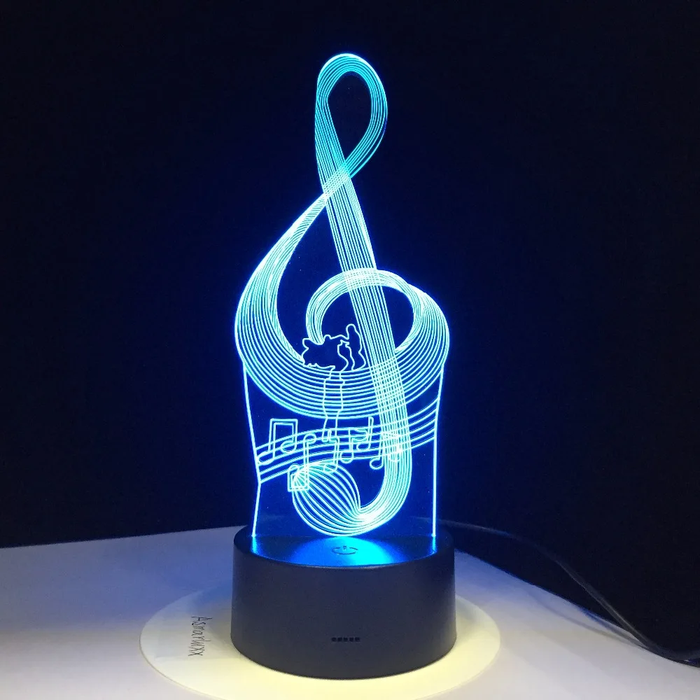 Music Notation Note Lamp 3D Night Light Kids Toy LED Touch Table Lamp 7 Colors Flashing Light Party Decorations Drop Ship