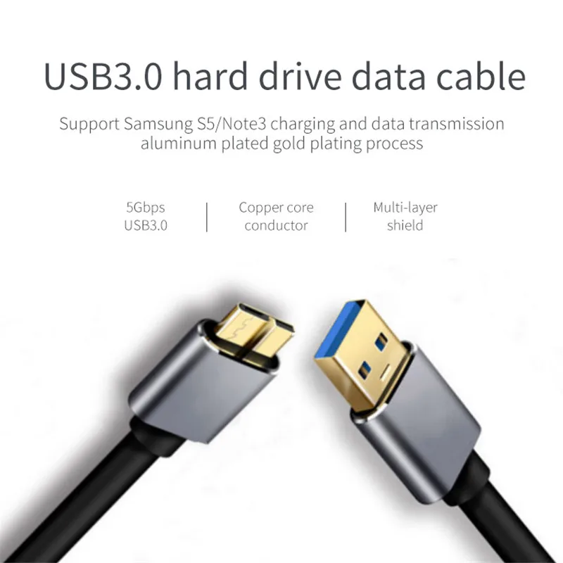 Кабель USB 3,0 быстрая скорость USB Type A Micro B кабель синхронизации данных код для внешнего жесткого диска HDD Samsung S5 Note 3