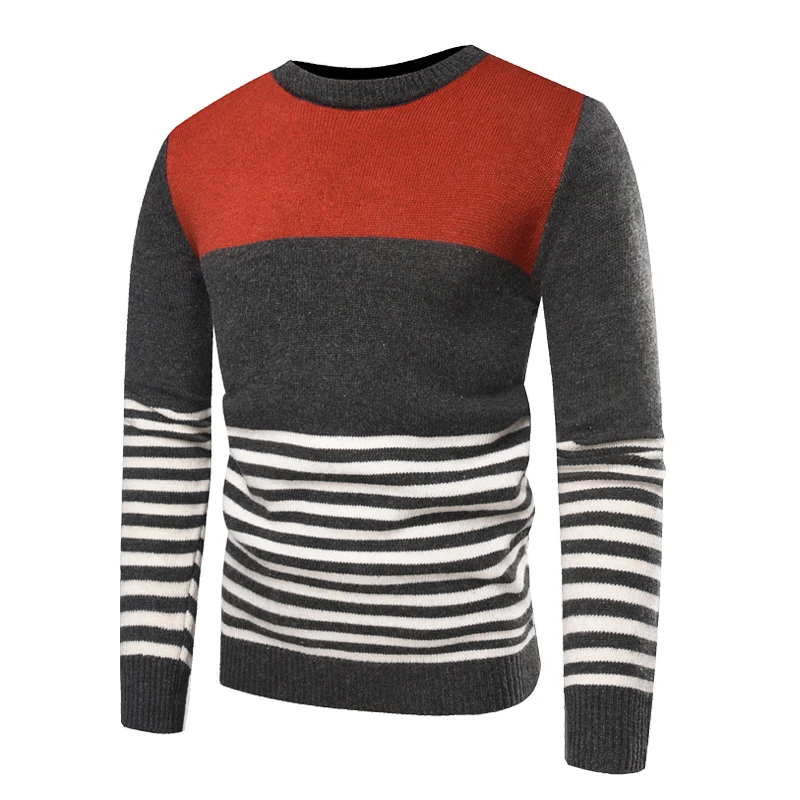 2019 Новое поступление мужской свитер пэчворк с круглым вырезом с длинным рукавом свитера Modis одежда