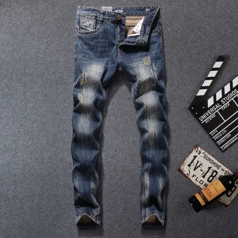 2017 New Original High Quality Dsel Brand Men Jeans Straight Fit Distressed Ripped Jeans For Men