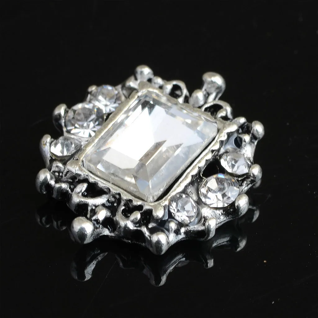 10pcs Square Crystal Rhinestone Flatback Buttons Embellishment Wedding Craft