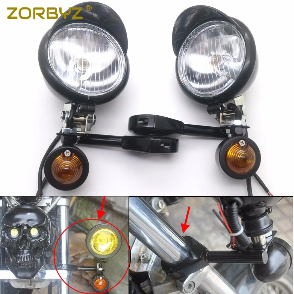 ZORBYZ Motorcycle 39mm Black Turn Signal Driving Spot Fog lights Bar