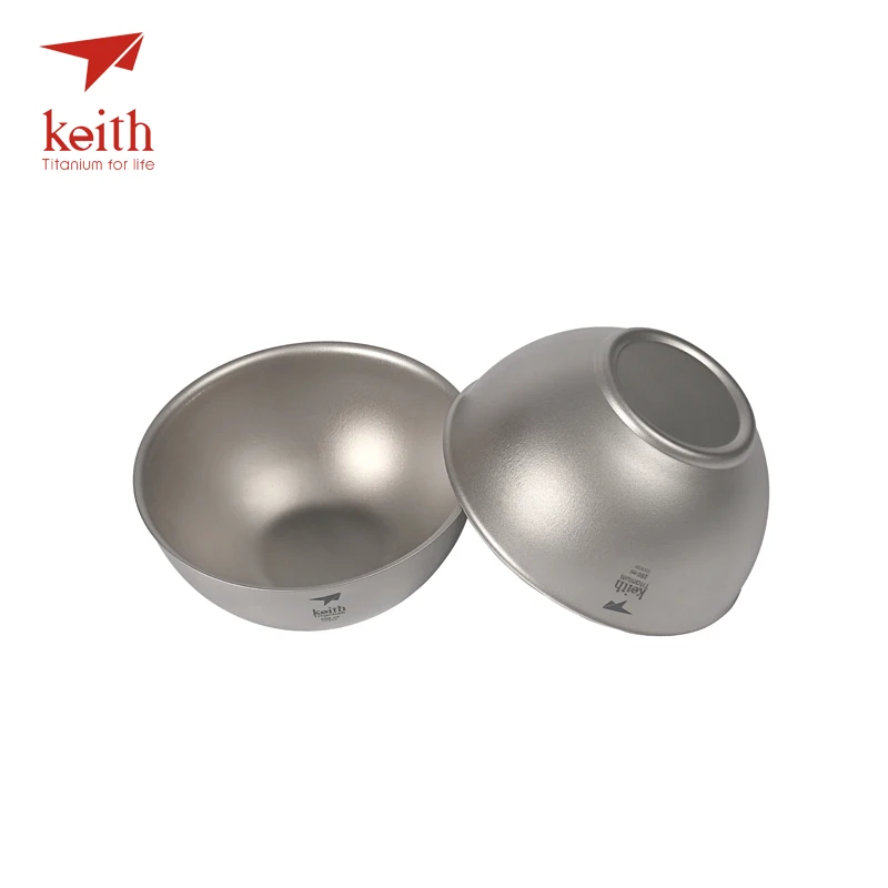 Keith titanio 250 ml cuencos conjunto ultraligero Camping vajilla portátil de viaje doble pared titanio puro cuencos 2 piezas