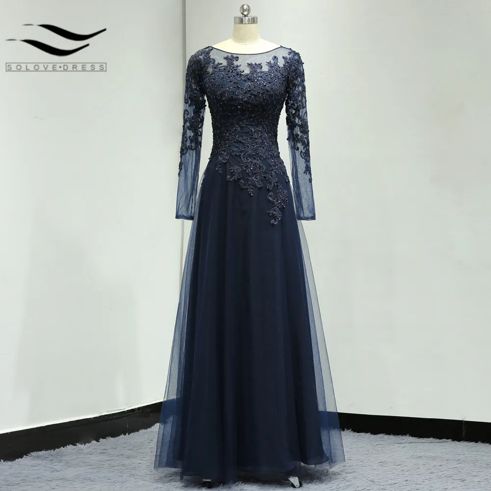 Saudi-Arabia-A-Line-Princess-Scoop-Neck-Floor-Length-Tulle-Long-Sleeves-Prom-Dress-With-Beading