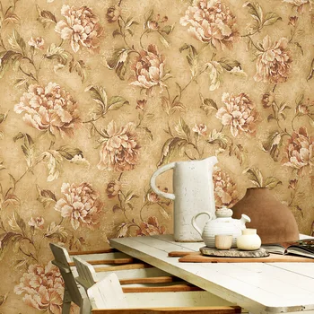 

Imported pure paper American pastoral wallpaper retro crack nostalgia big flower wallpaper wall papel de parede, 3d wallpaper