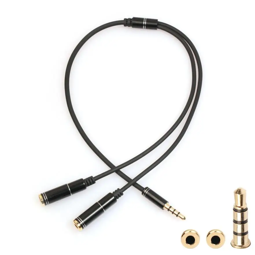  3.5mm Stereo Audio Extension Cord 13.5cm Male to 2 Female Headset Mic Y Splitter Cable Adapter Sep11 