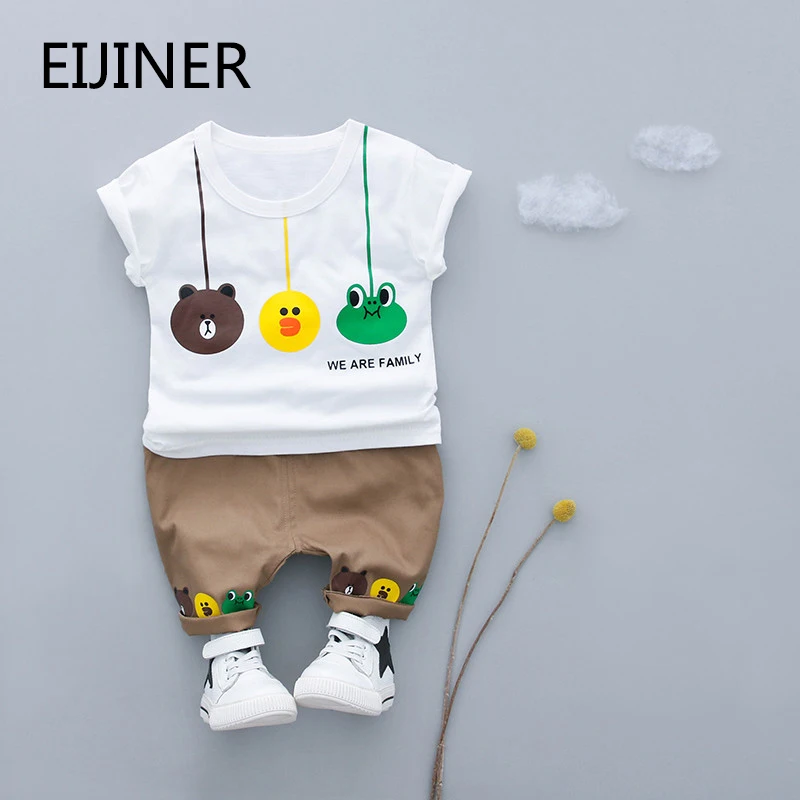

2PCS Newborn Baby boy Summer Clothes Cartoon shirt +Pants girl outfit Cotton Infant Clothes Sport Suits tracksuit Dropshipping